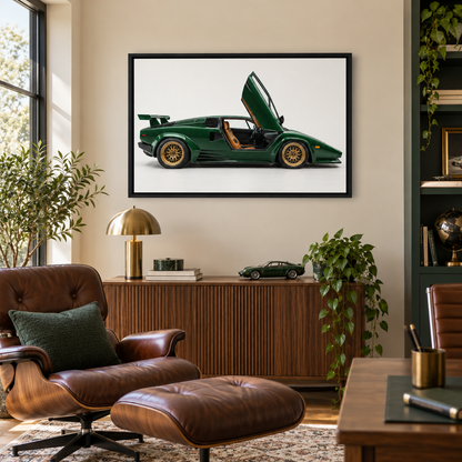 Emerald Scissor Door Classic Landscape — Black Frame room scene | AUSJOJO