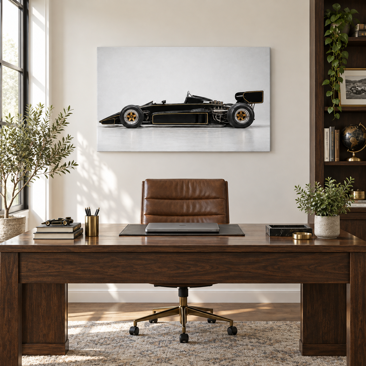 Black Gold Formula Profile Landscape — Stretched Canvas room scene | AUSJOJO