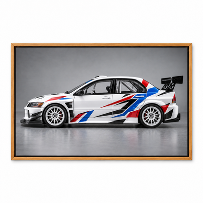 White Striped Rally Model Landscape — Brown Frame finish product view | AUSJOJO