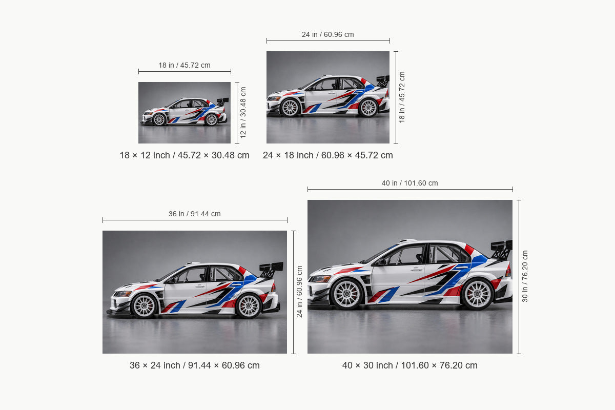 White Striped Rally Model Landscape — size comparison guide | AUSJOJO