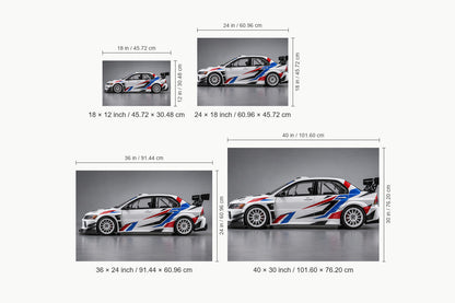 White Striped Rally Model Landscape — size comparison guide | AUSJOJO