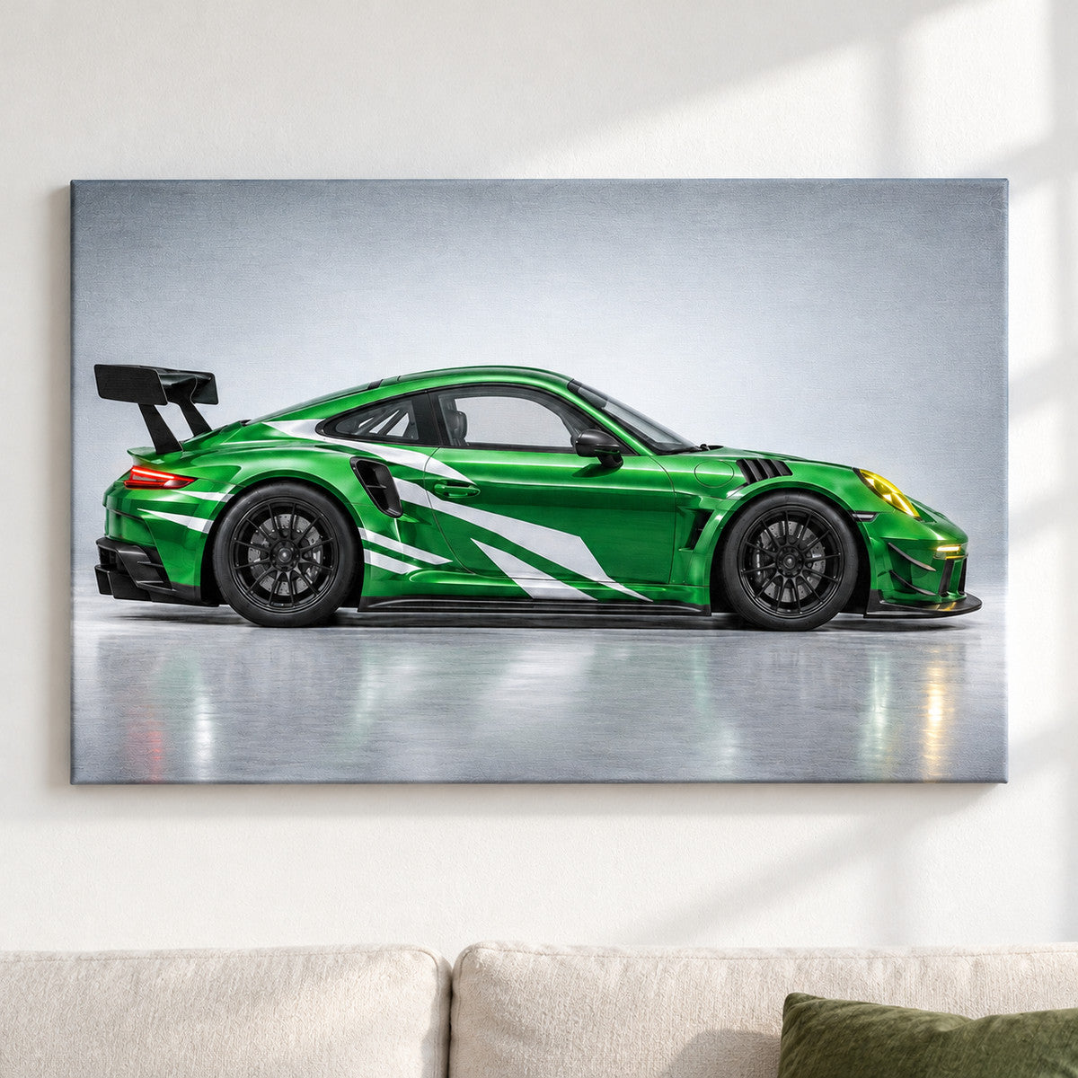 Green GT Side Profile Landscape — framed artwork main view | AUSJOJO
