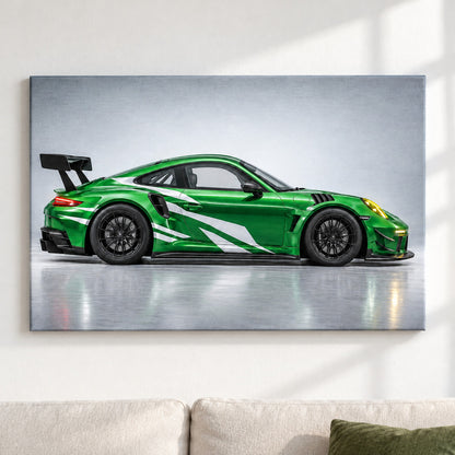 Green GT Side Profile Landscape — framed artwork main view | AUSJOJO