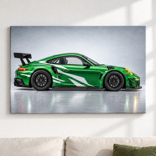 Green GT Side Profile Landscape — framed artwork main view | AUSJOJO