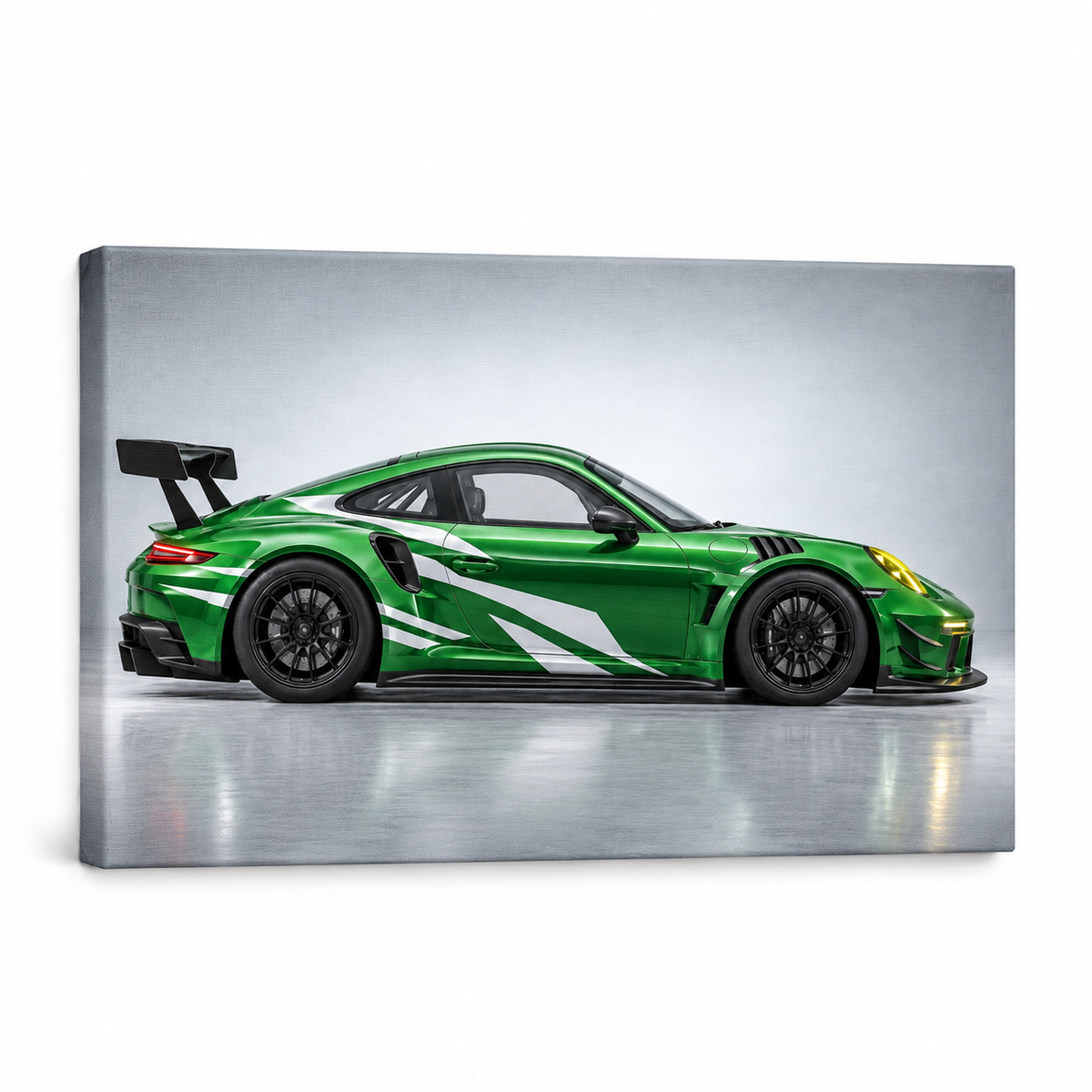 Green GT Side Profile Landscape — Stretched Canvas product view | AUSJOJO