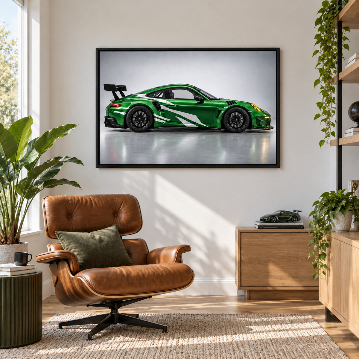 Green GT Side Profile Landscape — Black Frame room scene | AUSJOJO