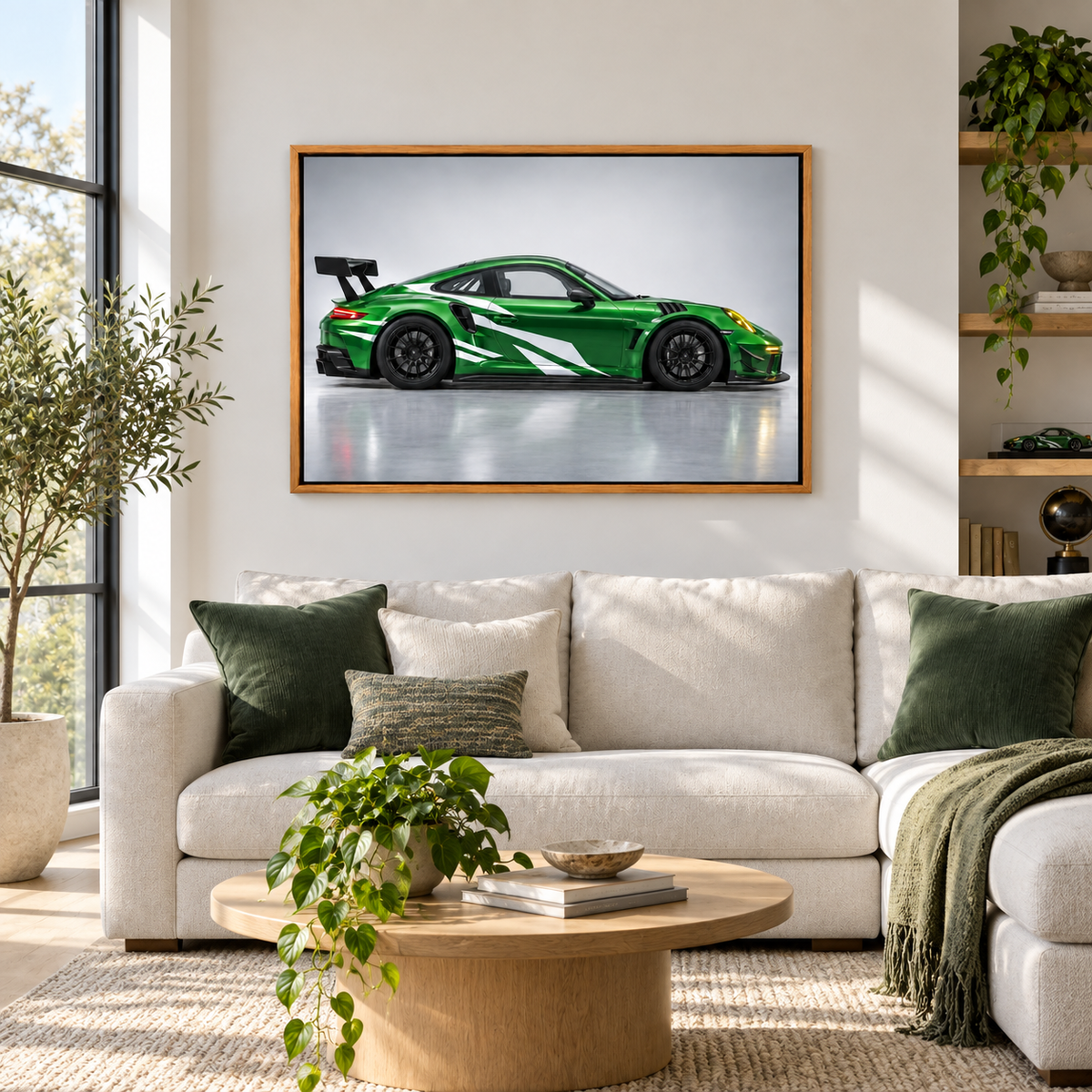 Green GT Side Profile Landscape — Brown Frame room scene | AUSJOJO