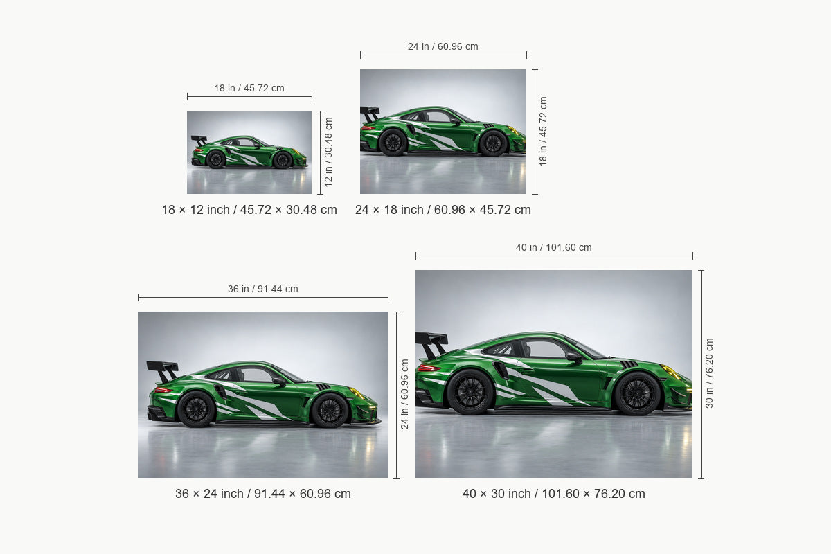Green GT Side Profile Landscape — size comparison guide | AUSJOJO