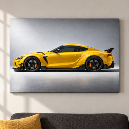 Yellow Widebody Tuner Profile Landscape — framed artwork main view | AUSJOJO