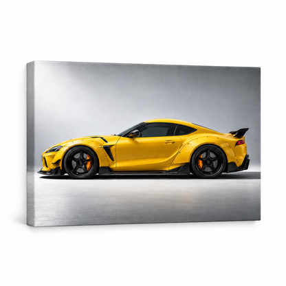 Yellow Widebody Tuner Profile Landscape — Stretched Canvas product view | AUSJOJO