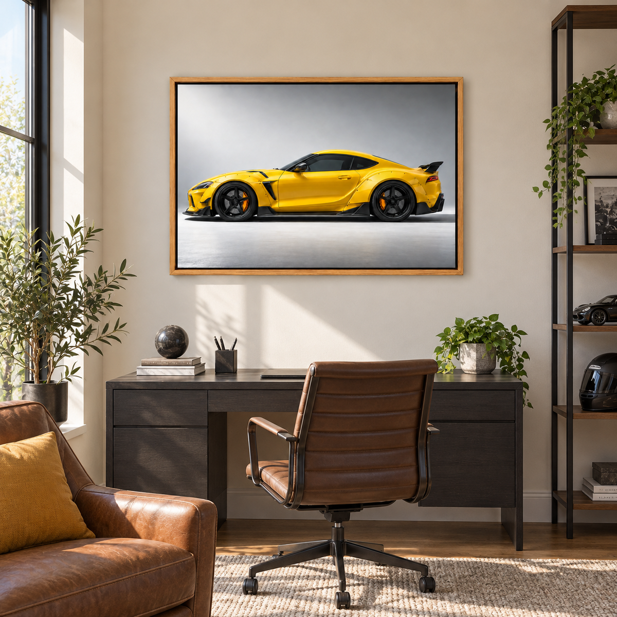 Yellow Widebody Tuner Profile Landscape — Brown Frame room scene | AUSJOJO