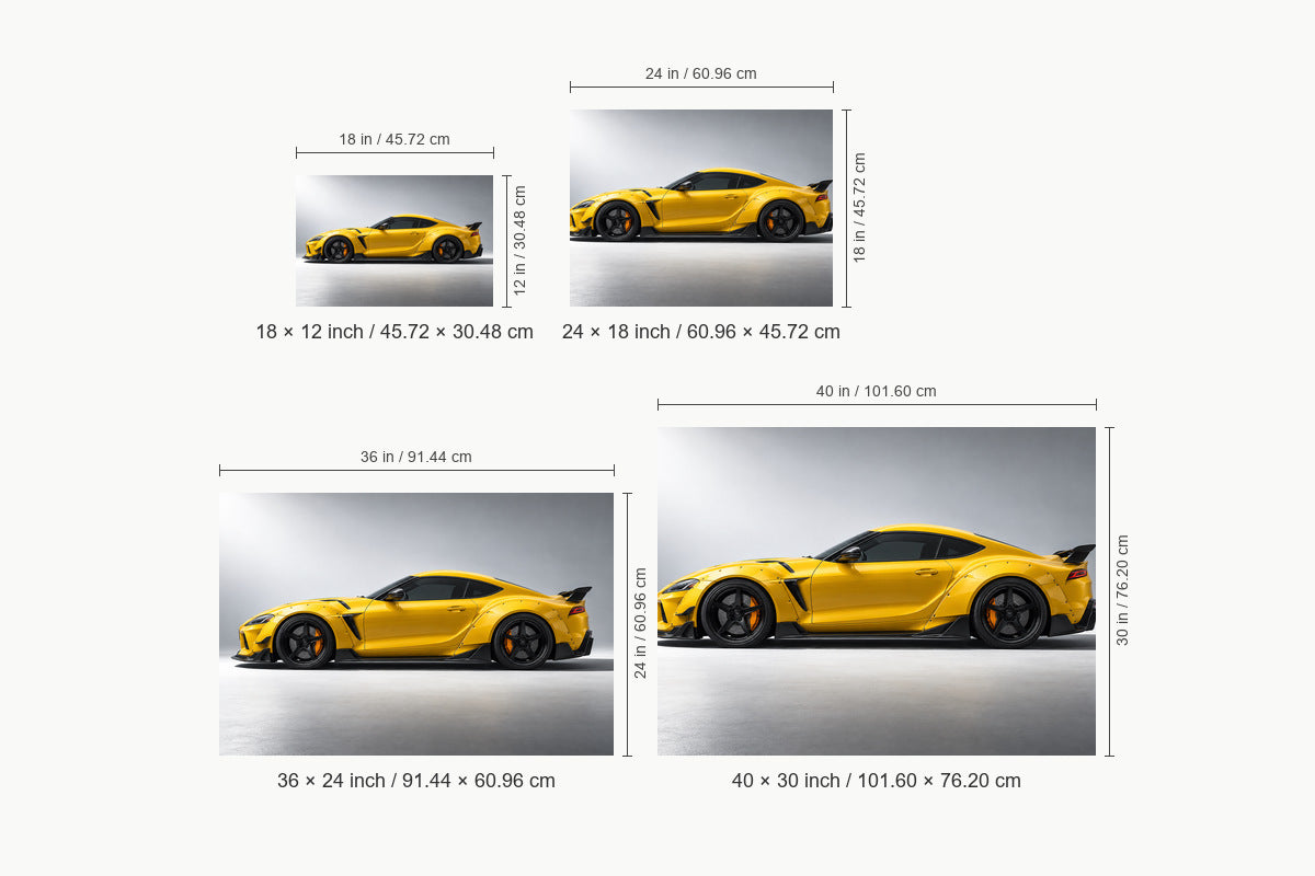 Yellow Widebody Tuner Profile Landscape — size comparison guide | AUSJOJO
