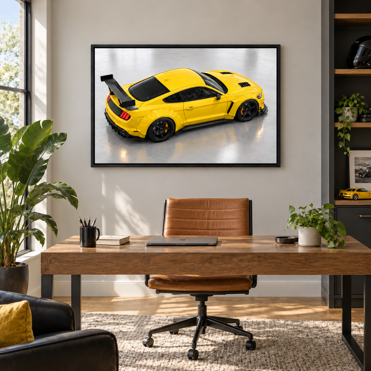 Yellow Widebody Overhead Landscape — Black Frame room scene | AUSJOJO
