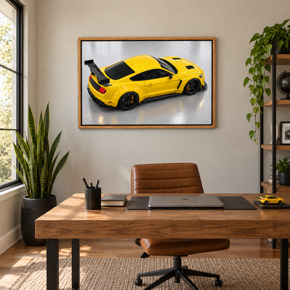 Yellow Widebody Overhead Landscape — Brown Frame room scene | AUSJOJO
