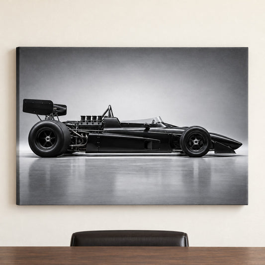 Black Vintage Racer Profile Landscape — framed artwork main view | AUSJOJO