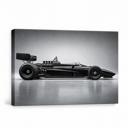 Black Vintage Racer Profile Landscape — Stretched Canvas product view | AUSJOJO