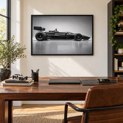 Black Vintage Racer Profile Landscape — Black Frame room scene | AUSJOJO