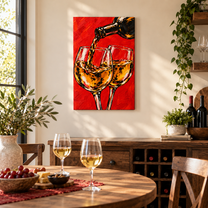 Scarlet Wine Celebration — Stretched Canvas room scene | AUSJOJO