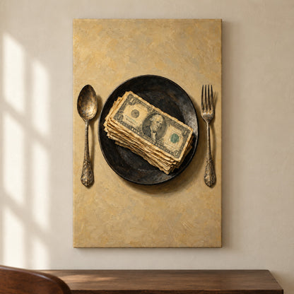Money Meal Still Life — framed artwork main view | AUSJOJO