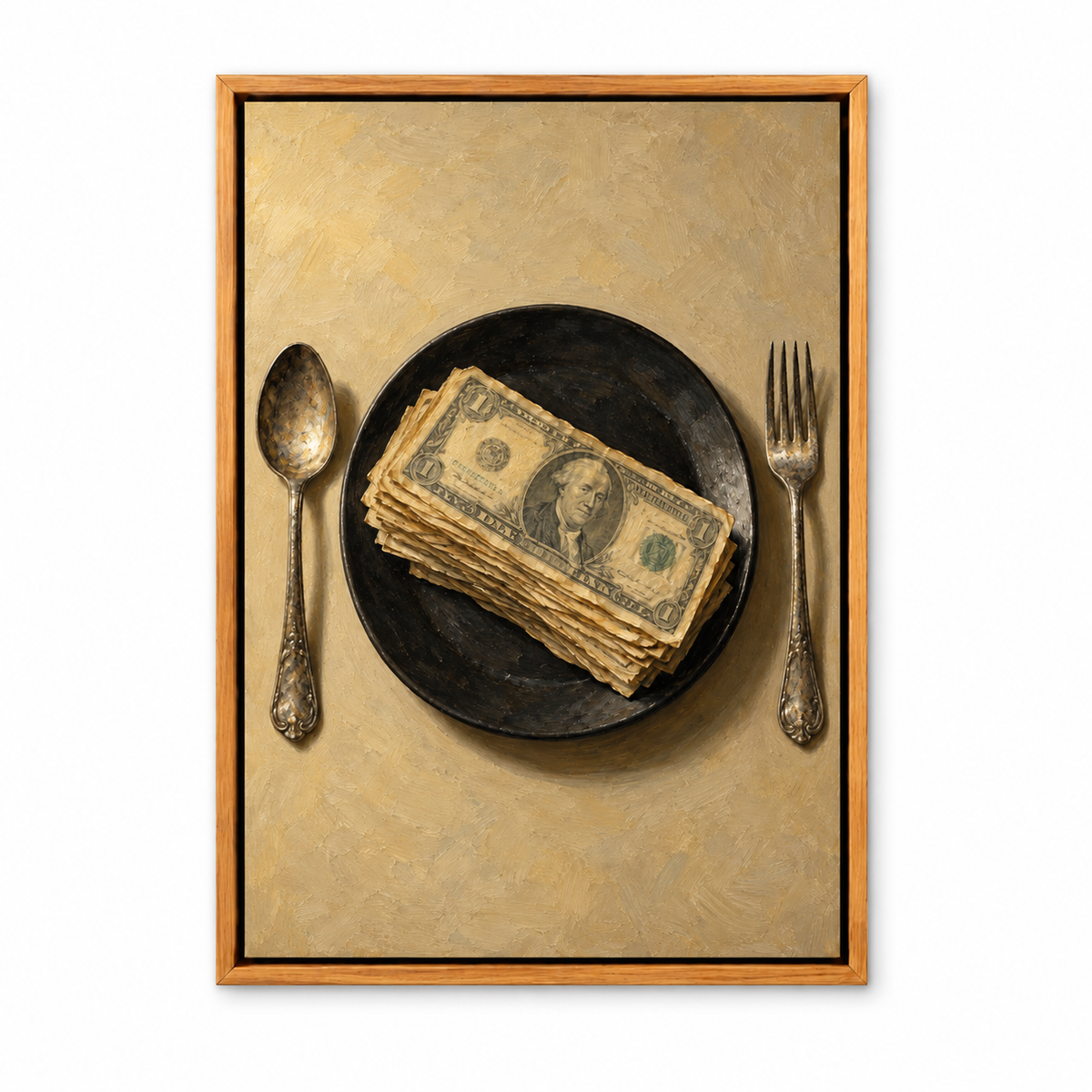 Money Meal Still Life — Brown Frame finish product view | AUSJOJO