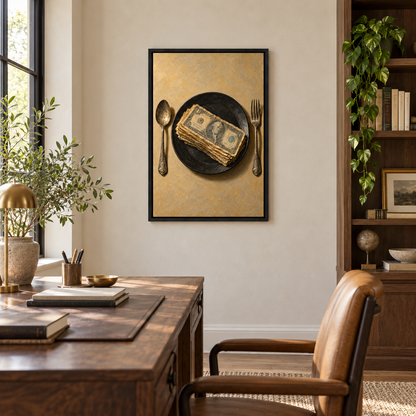 Money Meal Still Life — Black Frame room scene | AUSJOJO