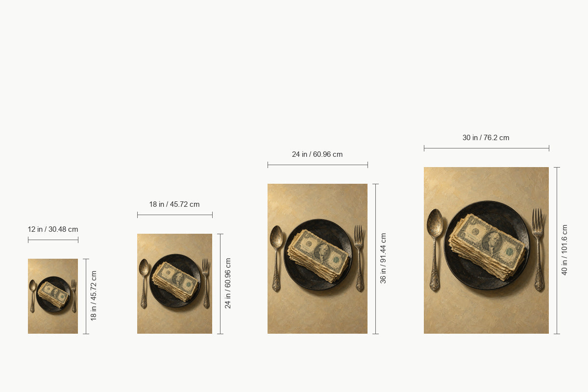 Money Meal Still Life — size comparison guide | AUSJOJO