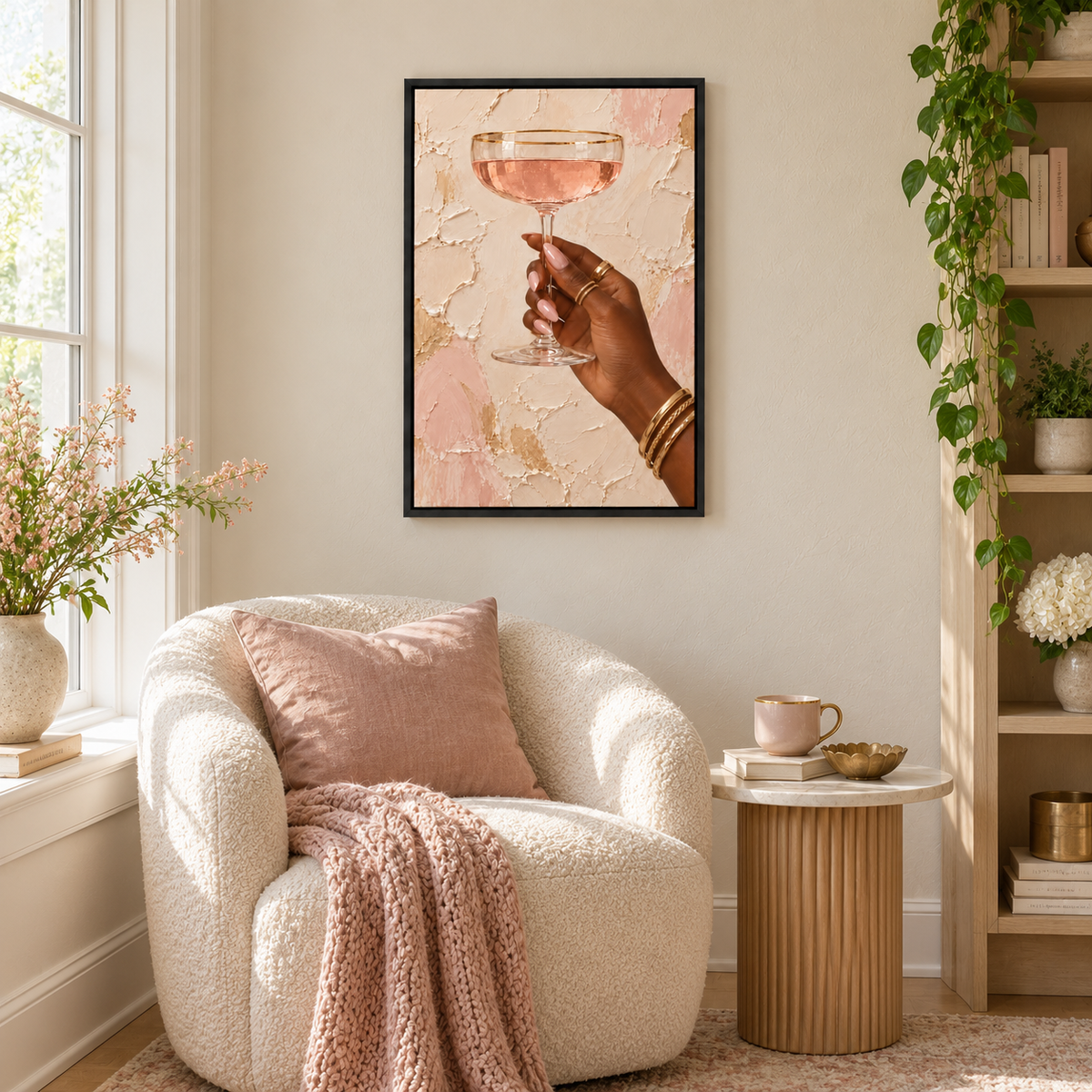 Blush Champagne Gold Jewelry — Black Frame room scene | AUSJOJO