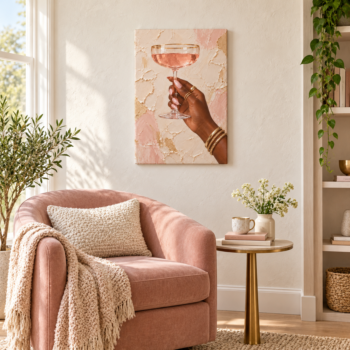 Blush Champagne Gold Jewelry — Stretched Canvas room scene | AUSJOJO