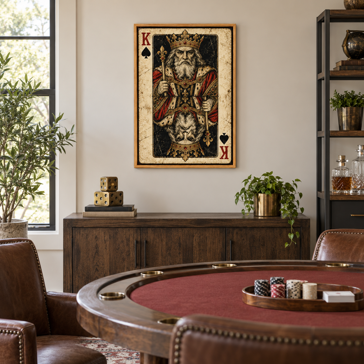 Distressed Spade King — Brown Frame room scene | AUSJOJO