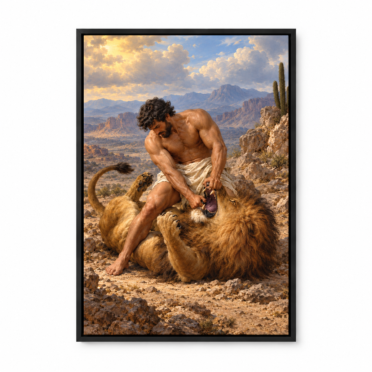 Mythic Hero and Lion — Black Frame finish product view | AUSJOJO