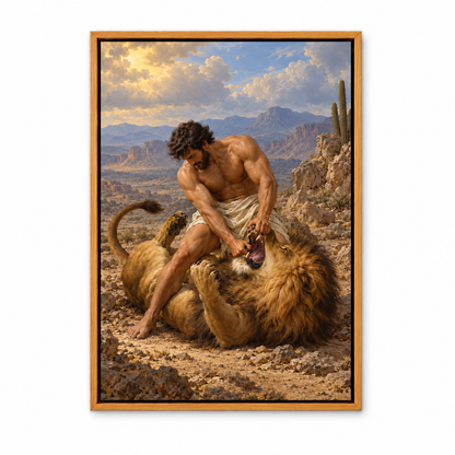 Mythic Hero and Lion — Brown Frame finish product view | AUSJOJO