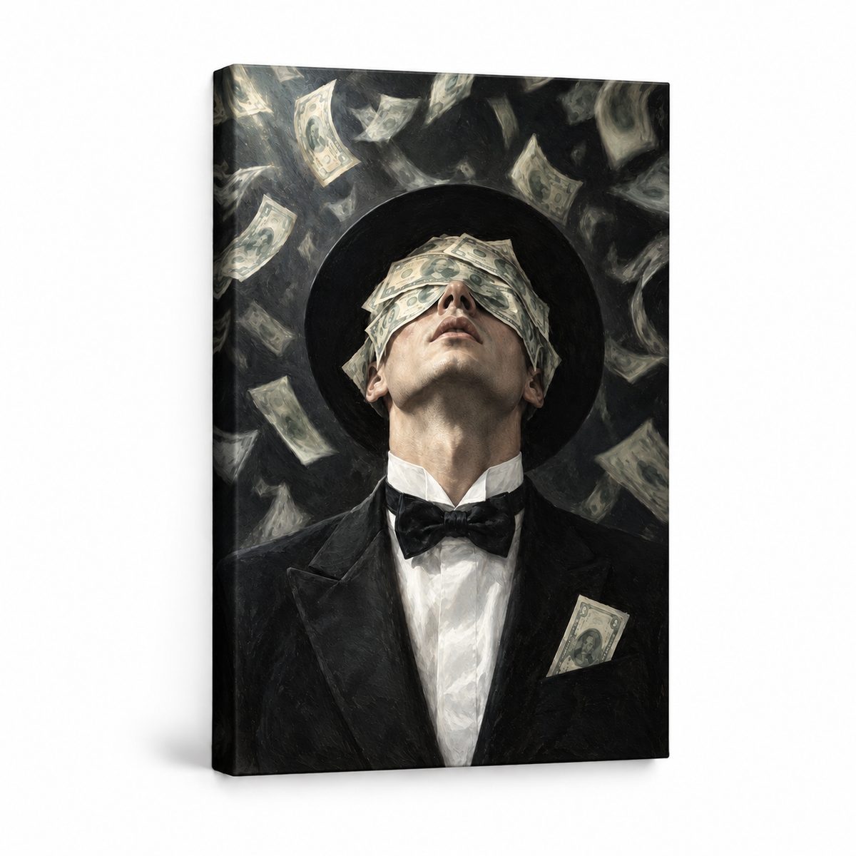 Wealth Blindfold Gentleman — Stretched Canvas product view | AUSJOJO