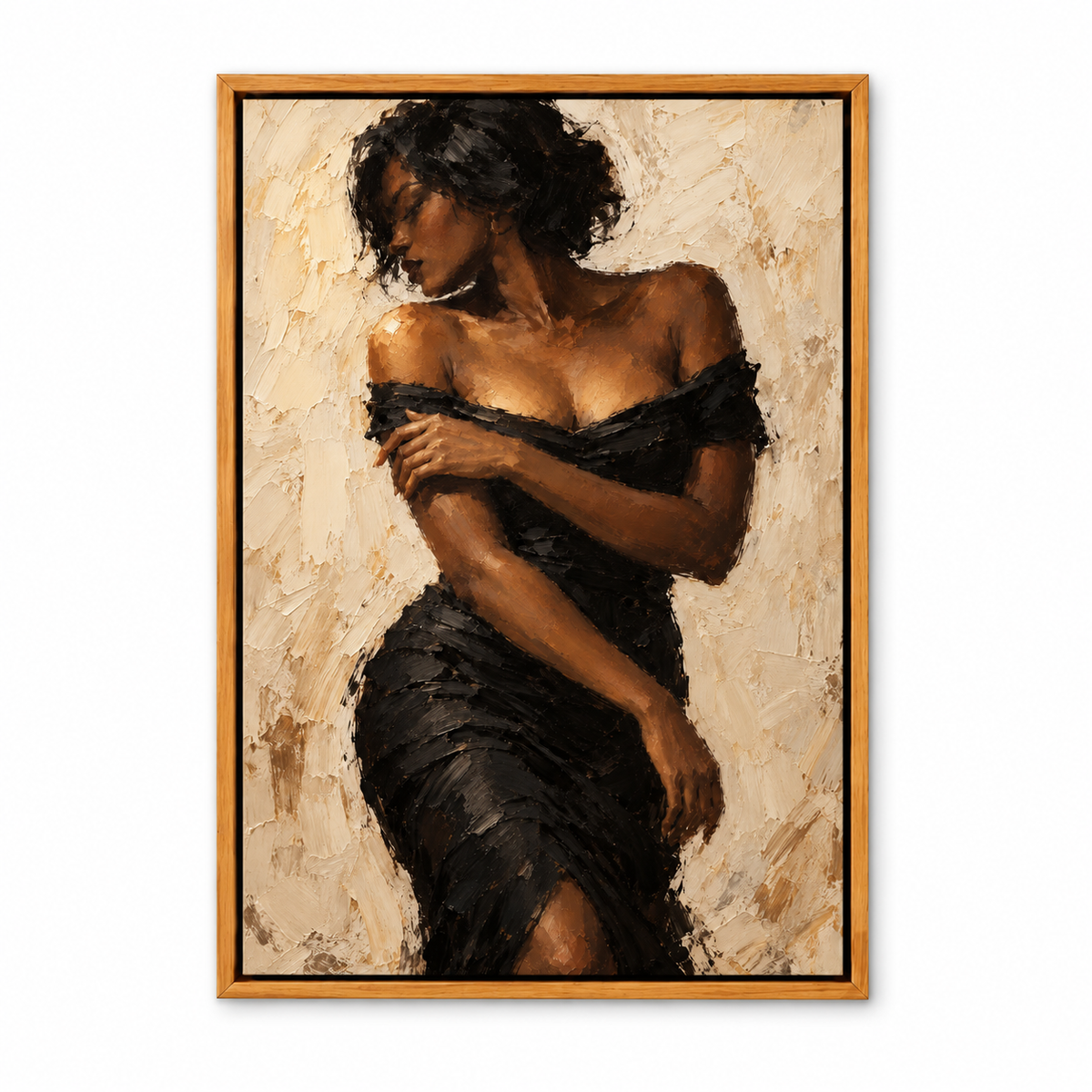 Cream Gestural Black Dress — Brown Frame finish product view | AUSJOJO