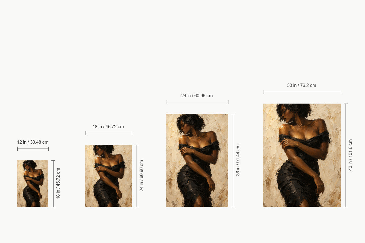 Cream Gestural Black Dress — size comparison guide | AUSJOJO