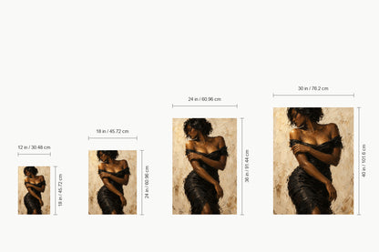 Cream Gestural Black Dress — size comparison guide | AUSJOJO