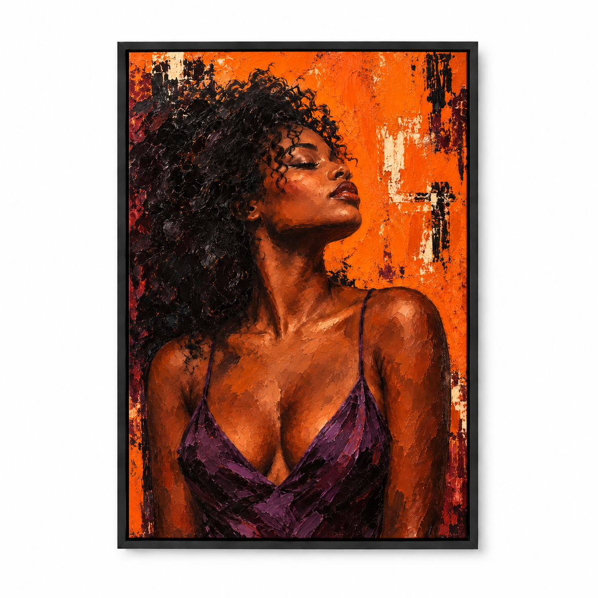 Orange Upward Portrait — Black Frame finish product view | AUSJOJO