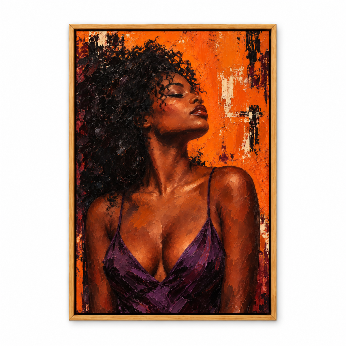 Orange Upward Portrait — Brown Frame finish product view | AUSJOJO