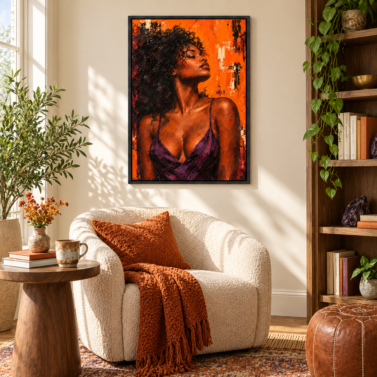 Orange Upward Portrait — Black Frame room scene | AUSJOJO