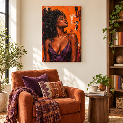 Orange Upward Portrait — Stretched Canvas room scene | AUSJOJO