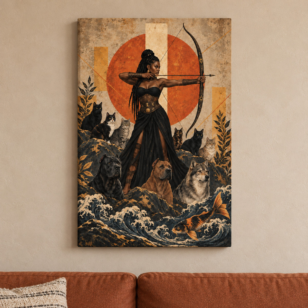 Mythic Female Archer — framed artwork main view | AUSJOJO
