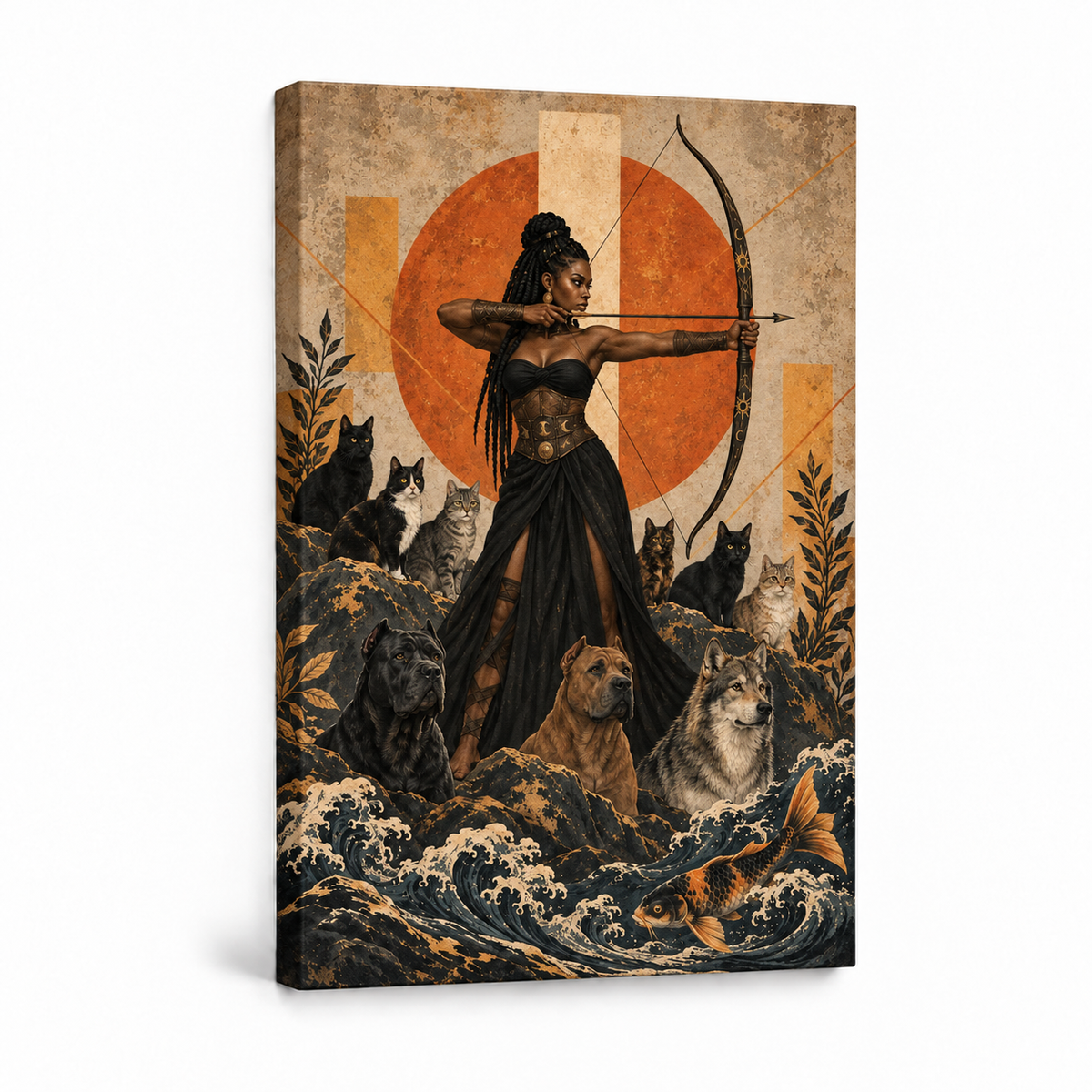 Mythic Female Archer — Stretched Canvas product view | AUSJOJO