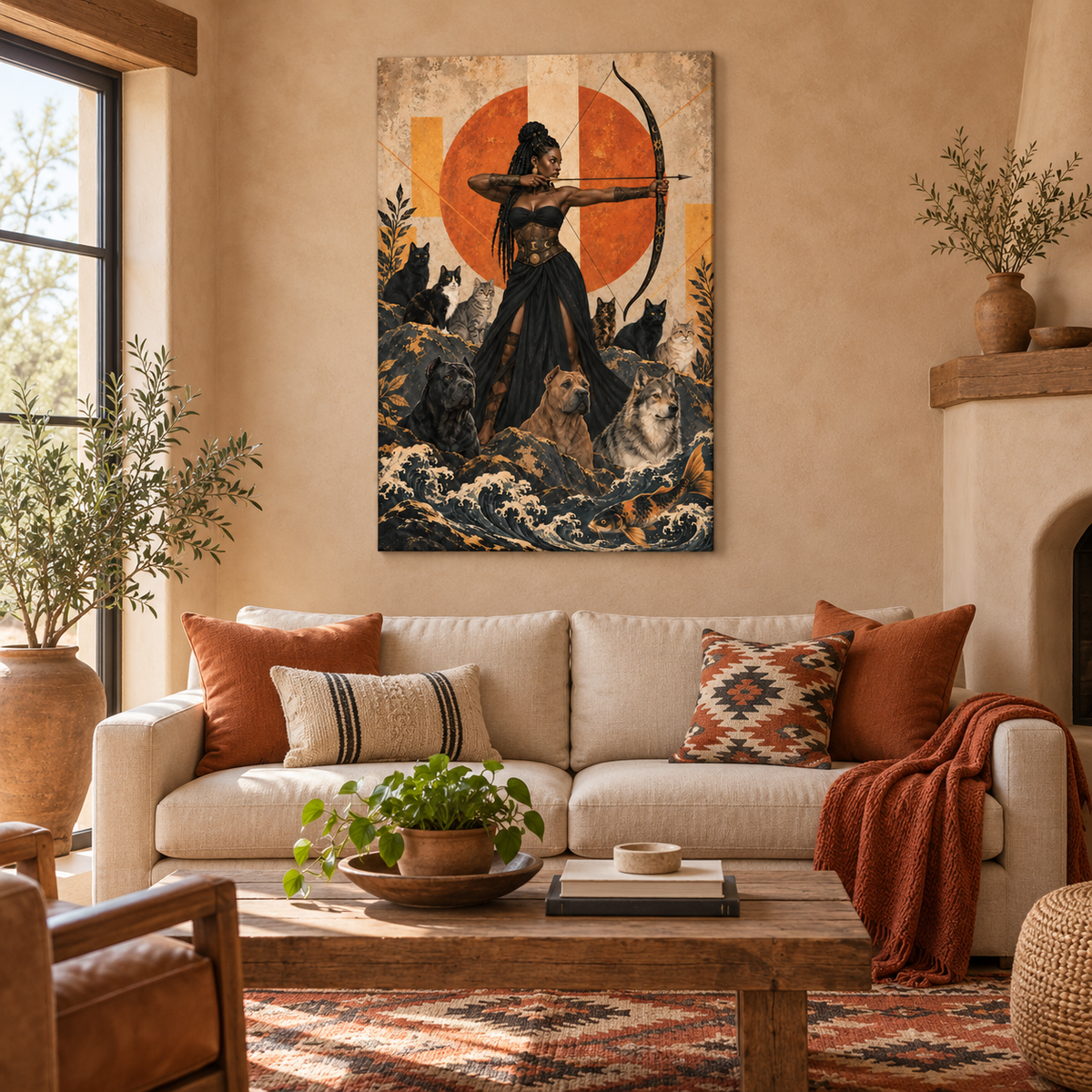Mythic Female Archer — Black Frame room scene | AUSJOJO