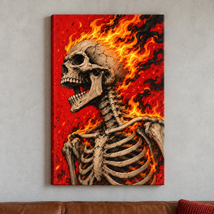Flaming Skeleton — framed artwork main view | AUSJOJO