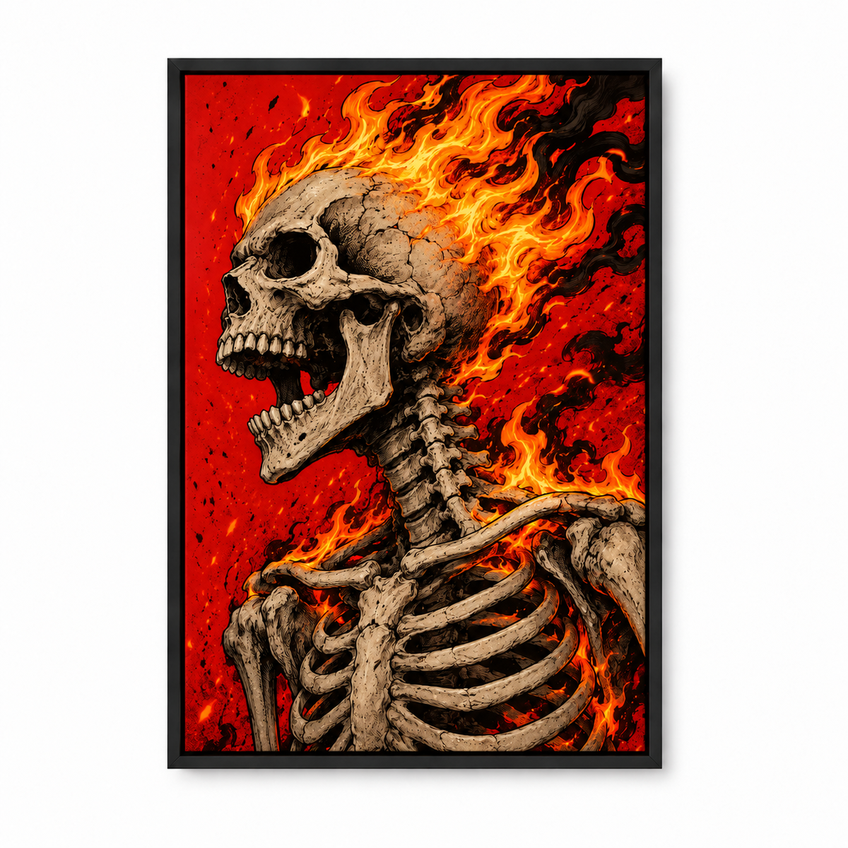 Flaming Skeleton — Black Frame finish product view | AUSJOJO