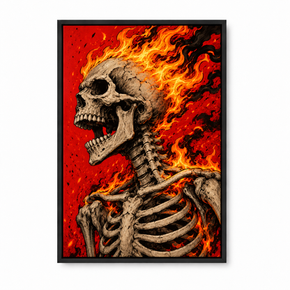 Flaming Skeleton — Black Frame finish product view | AUSJOJO
