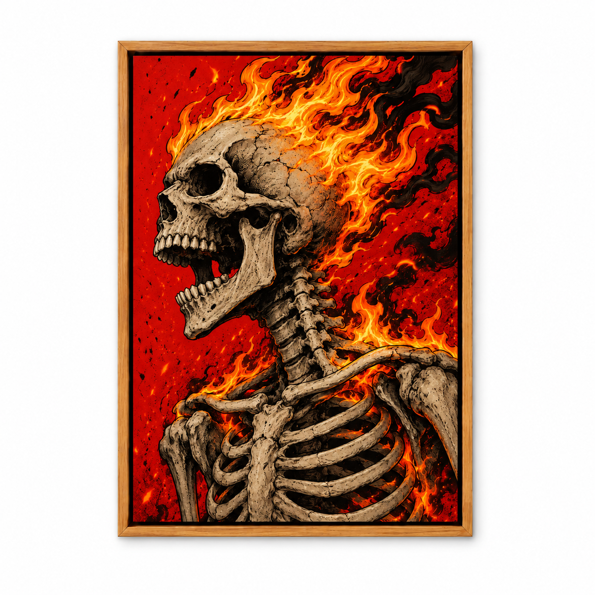 Flaming Skeleton — Brown Frame finish product view | AUSJOJO