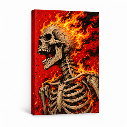 Flaming Skeleton — Stretched Canvas product view | AUSJOJO