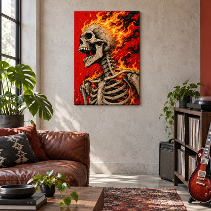 Flaming Skeleton — Brown Frame room scene | AUSJOJO