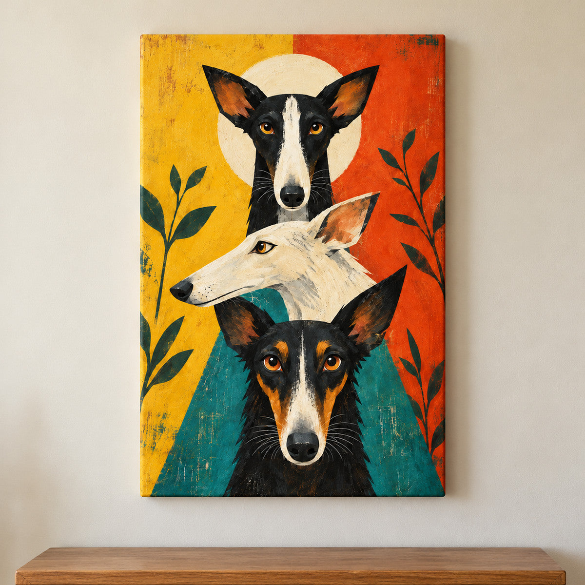 Three Geometric Dogs — framed artwork main view | AUSJOJO