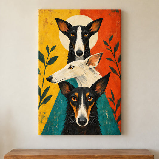 Three Geometric Dogs — framed artwork main view | AUSJOJO